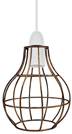 Ceiling Light Shade, Metal Light Shade, Modern Designer Pendant Lamp Shade Black lampshades for Ceiling Lights, Bedside Lamps, Bedroom, Living Room, Kitchen (Vase Cage Brushed Copper)