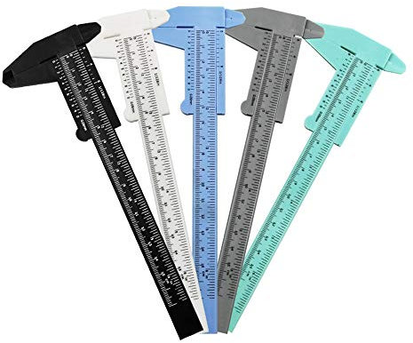 Huture 5 Stücke 150mm/6 Zoll Messschieber Hochpräzise Kunststoff Schieblehre Abständen Durchmesser Messung Geeignet für Schmuck Mess Student Büro Zimmerei Hause (Schwarz, Weiß, Blau, Grau, Grün)