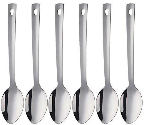 13-Inch Serving Spoons Set of 6, dongbo Stainless Steel Long Handle Buffet Serving Spoons for Catering, Silver