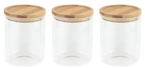 Apollo Set of 3 Airtight Glass Dry Food Storage Jar with Bamboo Lid