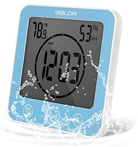 DEECOZY Tendlife Uhr Thermohygrometer, Uhr für Badezimmer, Wecker, Timer, digital, LCD, Duschuhr, Badezimmer, tragbar, mit Touch-Steuerung, für Küche und Badezimmer