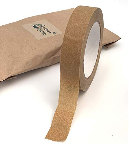 1X Standard Kraft Paper Tape 24mm by Greener Route| Plastic Free | Recyclable | Natural Rubber Self-Adhesive | 50 Meter Length | Framing, Masking, Packing or Wrapping | 50 Meter Length (1)