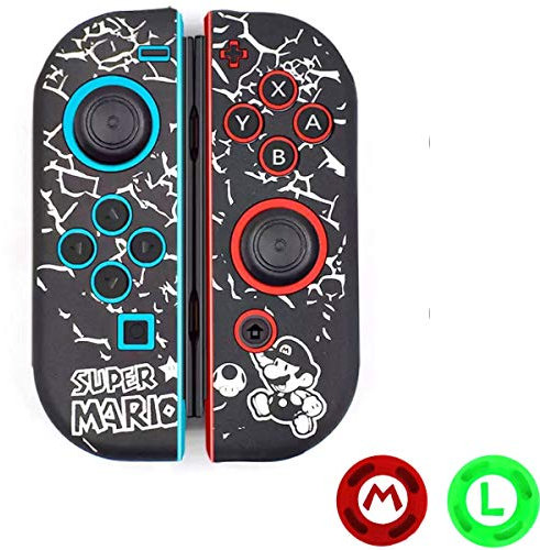Nintendo Switch Joy-Con Silicone Covers Black/White Super Mario Design with M and L Joy Con Covers