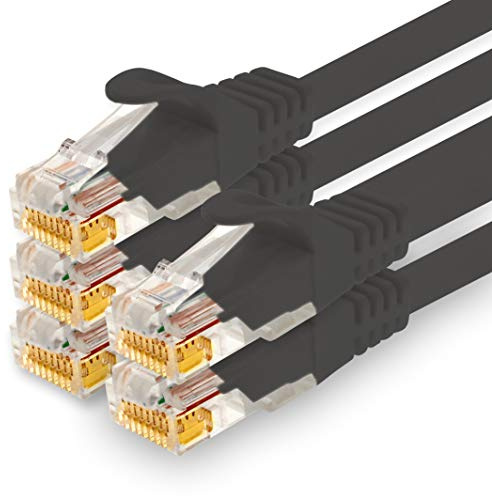 1CONN Câble Réseau CAT7 CAT 7 10 Gigabit - 5x 5m - RJ45 Ethernet LAN DSL Routeur Modem - Noir