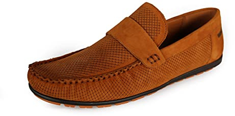 Hollert Herren Mokassin Lederschuhe Gatsby Modell 770 Schuhgröße 44, Farbe Camel
