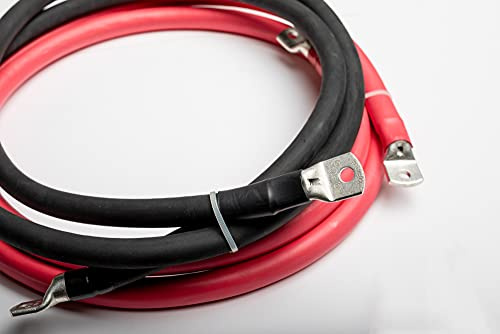 Master U-Power Cable Bateria 50mm² de Cobre 1,5m de Largo Cable Positivo + Negativo con Terminal de Ojo 10mm², Negro + Rojo