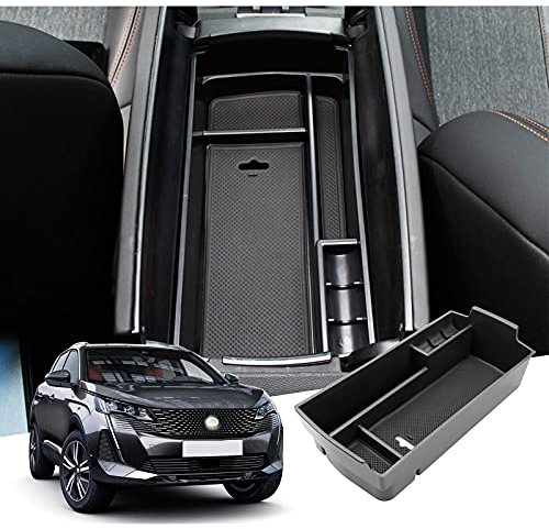 GAFAT Kompatibel mit Peugeot 3008 5008 GT 2016-2023 2024 Mittelkonsole Aufbewahrungsbox, Armlehne Tray Organizer Mittelarmlehne Handschuhfach (Schwarz)