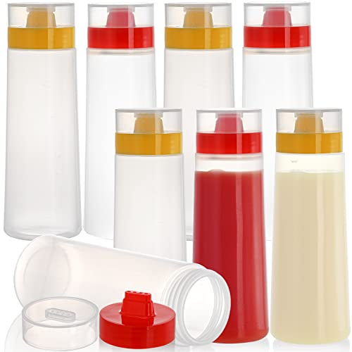 Peohud Lot de 8 bouteilles compressibles en plastique pour condiments, vinaigrettes, poreuses et rechargeables pour sauce, ketchup, moutarde, salade, Accessoires Cuisine