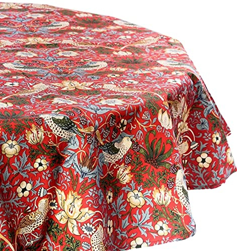 Jansons Direct Linens William Morris Gallery Tischdecke, 100 % Baumwolle, rund, 132 cm, Rot