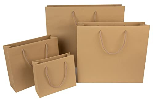 10 x PresentFill® Papiertragetaschen Geschenktaschen Natur 42 x 13 x 37 cm mit Kordel aus umweltfreundlichen 100% Recycling Kraftpapier - Made in Germany