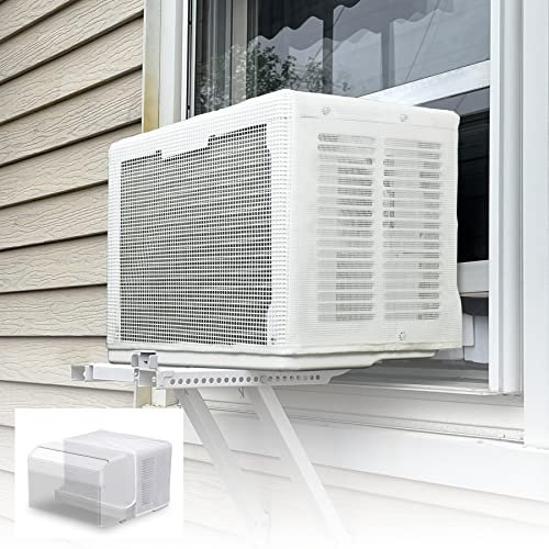 Powrocket Window Air Conditioner Mesh Cover for U-Shape Window AC Units,Anti-Leaf & Dustproof Design for Outdoor Protection Keep Clean,Snug Fit,Good Air Flow,White