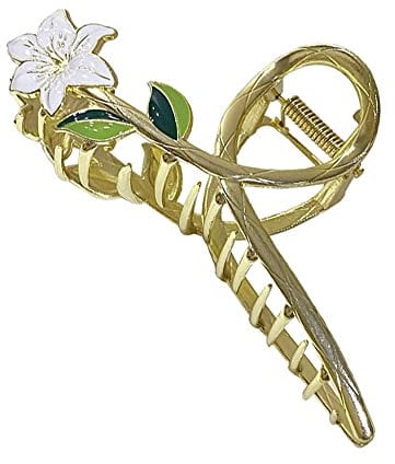 Lily Metal Flower Hair Claw Clip - Strong Hold, Large Size for Women & Girls
