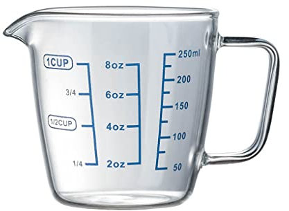 NOOFIE Bicchiere graduato in Vetro Bicchiere da Latte con Scala Bicchiere graduato in Vetro Bicchiere Trasparente con Coperchio Latte per la Colazione microonde (Colore : 500ml) (250ml)