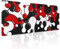 Grand tapis de souris pour gaming motif anime géométrique japonais, dos antidérapant en caoutchouc et bords cousus, rouge/noir, taille XL, 80 x 30 cm