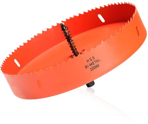 ITOOLFIRM Seghe a tazza bi-metallo, 200 mm, per legno e metallo, corona rotonda bimetallica, con profondità di taglio di 35 mm, per acciaio, ghisa, alluminio, cartongesso, compensato e acrilico