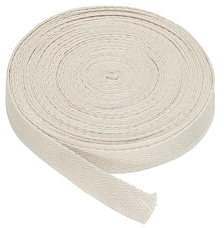 PATIKIL Baumwollband Baumwolle Gurtband 15mm x 9m, Schrägband Baumwoll Nahtband Köperband Saumband Einfassband Stoffband Webband zum Nähen für DIY Basteln Stricken Verpackungen, Cremeweiß