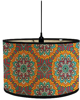 Morbuy Bohemian Mandala Lampenschirm für Tischlampe, Stehlampenschirme aus Bambus, Hotel Dekorativer Lampenschirme für Deckenleuchte Pendelleuchte Stehlampe Wandleuchte (Orange)