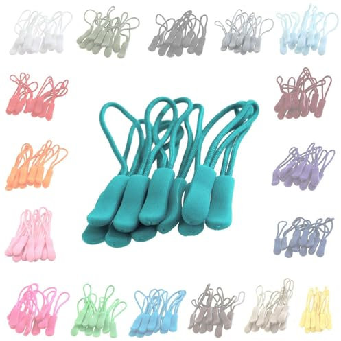 10 Zipper-Schlaufen 70 Farben Reißverschluss-Anhänger Reißverschluss-Verlängerung Pull Anhänger, Farbe:petroleumblau