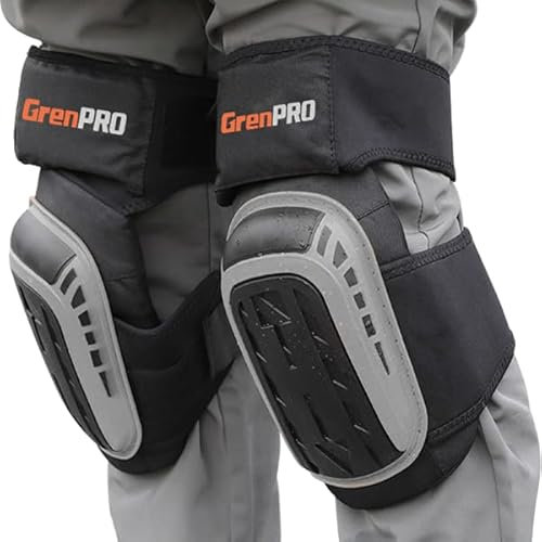 GRENPRO Professional Knee Pads for Work Heavy Duty Thick Foam Knee Pads Knee Pad with Soft Gel Cushion for Construction Work Flooring Gardening Cleaning Tiles (Grey)