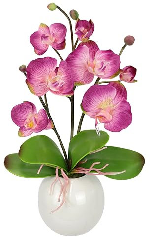 Orquídea artificial en cuenco, 35 cm, orquídea artificial, Phalaenopsis con maceta, planta artificial, decoración de boda, mariposa, Phalaenopsis, flor decorativa, flores de seda, arreglos florales,