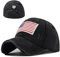 Baseballkappe für Damen, Used-Look, verstellbar, überkreuzt, Pferdeschwanz, Hut, unordentlicher Dutt, Ponycap, Trucker-Mütze, Amerikanische Flagge, Schwarz, Einheitsgr��e