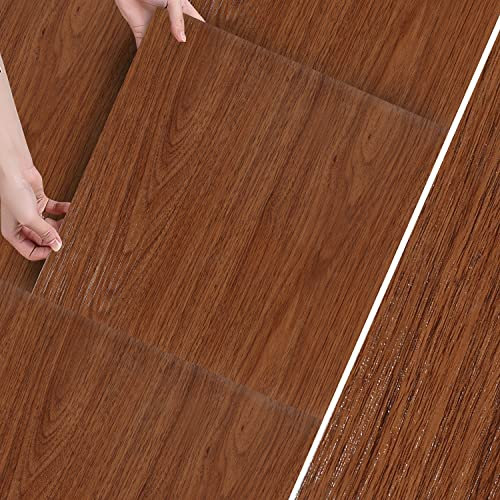 Fogmiea PVC Bodenbelag Selbstklebend Vinylboden Quadratisch vinyl bodenbelag selbstklebend rutschfest, wasserfest, schwer entflammbar 4 m²/44 Fliesen, Holzfarbe