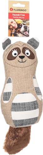 Flamingo Spielzeug Wigri Waschbär Beige – Mit Knispergeräusch für Extra Spielspaß, Ideal für Hunde!