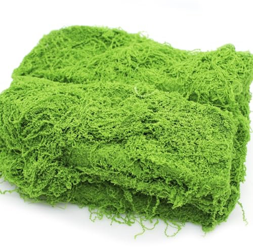 Piuluvor® 200g Moos zum Basteln, Kunstmoos zum Dekorieren Nylon Künstliches Moos Deko Kunst für Wand Aquarium Modellbau Heimdekoration (Hellgrün)
