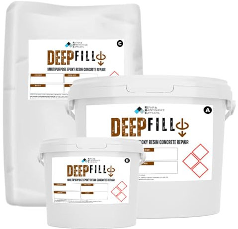 RMS Deepfill – Heavy-Duty 3-Pack Epoxy Resin Concrete Repair Mortar | Protective Screed & Bedding Mortar for Garages, Warehouses & Industrial Floors | Impact & Chemical Resistant | Fills Up to 100mm