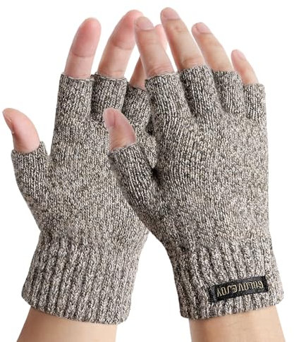 HeySocks Fingerlose Handschuhe Herren – Winter Handschuhe Ohne Fingerkuppen Warm Thermo Strickhandschuhe für Laufen Radfahren Outdoor