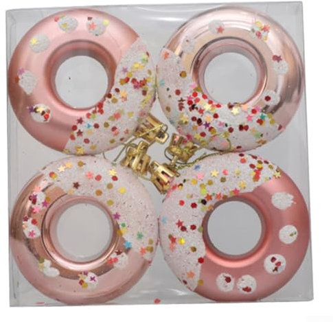 Festliches Deko-Set für Zuhause, Donut-Form, Weihnachtsbaum-Anhänger (Roségold)