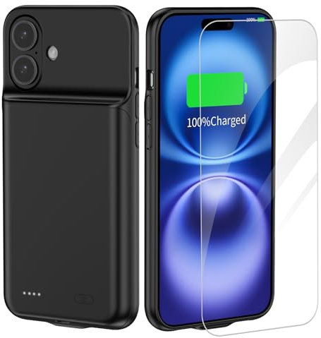YISHDA Battery Case for iPhone 16 Plus, 7000mAh Slim Portable Rechargeable Protective Battery Pack Cover Power Bank Charging Case Compatible with iPhone 16 Plus (6.7 inch Black