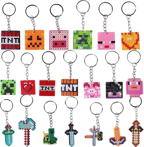 Yoimckay 20 piezas llavero de fiesta temático de juguetes de dibujos animados para bolsas de fiesta, regalos de fiesta de cumpleaños, mochila escolares para niños, niñas, cumpleaños, regalo juguetes