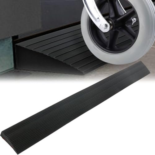 Türschwellenrampe Selbstklebend Rampe Türschwelle Rollstuhlrampe - 90cm x 8cm x 3cm Türschwellenrampen, rutschfeste Oberfläche, Gummirampe Auffahrrampe für Kinderwagen Rollator Scooter Saugroboter