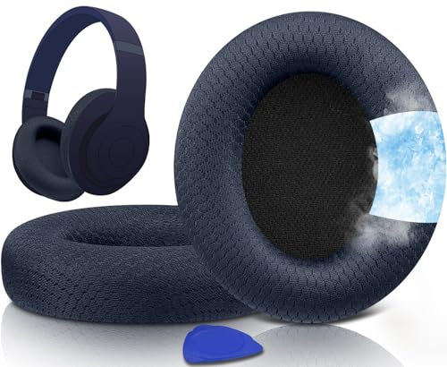 SOULWIT Full Cooling Gel Replacement Earpads for Beats Studio Pro Wireless Noise Cancelling Headphones, Ear Pads Cushions with Breathable Mesh Fabric, High-Density Foam - Navy Blue