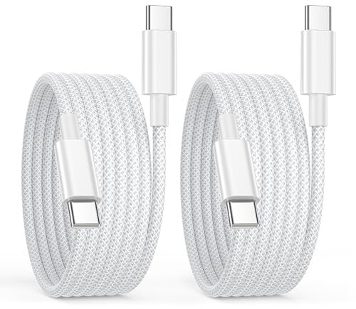 Cable USB C a USB C 3M 2Pack, 60W Cable USBC Carga Rapida para iPhone 16/15/15 16 Pro Max/15 Plus, Macbook, iPad Pro/Air, 60W Cable Cargador Tipo C Trenzado Nylon cable iPhone 15 16 Cable USBC A-pple