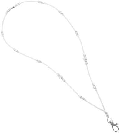 SHINEOFI Perlen-quasten-ausweishalter Damen Beaded Lanyard Weiß Strap Lanyard Schmuck Für Lehrer Krankenschwester Schlüsselband Kartenhülle Vintage Cruise Zubehör