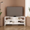 Bimossa Roy Corner TV Stand – Space-Saving TV Unit for 43–48'' TVs, Compact Media Console with Open Shelves & Cabinet, Ready to Assemble, (White)