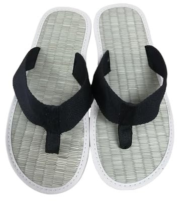 Tongs pour homme - Semelle en paille - Pour le sport de plein air - Sandales d'été à clip - Légères et respirantes - Chaussures d'été pour homme, Noir , 43 EU