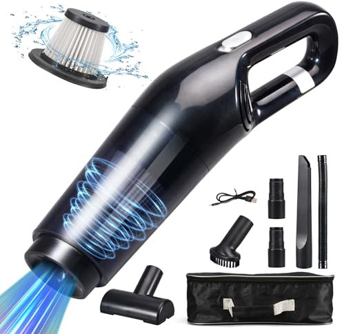 Grixz Handheld Vacuum Cleaner, 10000Pa Powerful Car Vacuum Cleaner, Lightweight Mini Vacuum Cordless Air Duster, Portable Rechargeable Vacuum for Car, Home, Office