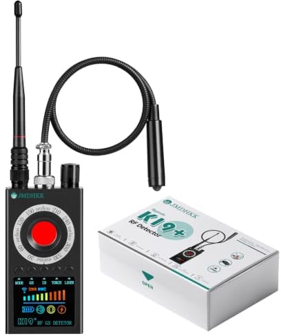 JMDHKK K19 Détecteur Caméra Espionne, Micro Espion, Appareil Multifonction avec Détection Magnétique, Signal sans Fil, IR, Lampe pour Voyage, Bureau, Hôtel, Voiture (Gris)