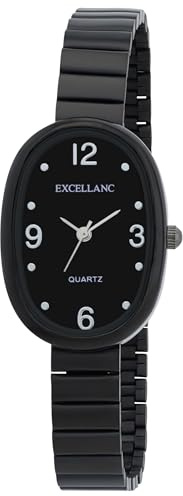 Excellanc Damenuhr aus Metall in Schwarz, in Einer Länge von 20 cm, Klassisches Design für Jede Frau