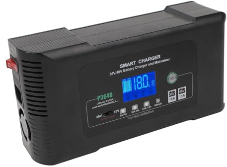 MasYosh Chargeur de Batterie pour Voiturette de Golf, 36 V 18 A 48 V 13 A avec écran LCD et Charge Intelligente à 9 étapes, pour Batteries Lithium Lifep04 AGM Gel EFB MF (Prise UE 100-240V)