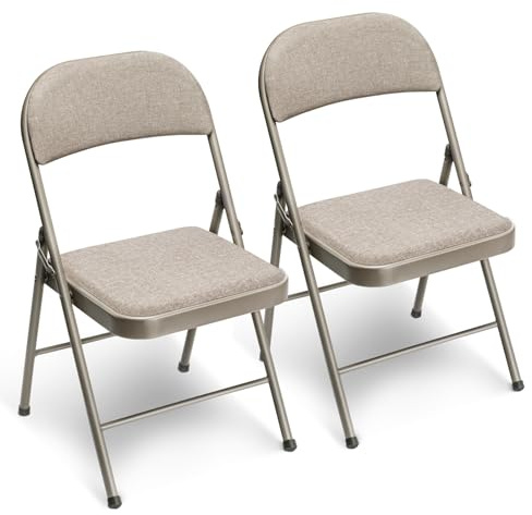 Gartenstühle Stapelbar 2er set Balkonstuhl Campingstuhl Klappbar Stapelstuhl Klappstuhl Outdoor Stühle für Gärten Innenhöfe Balkon Restaurants, Metall Gartenstuhl bis 150 kg Belastbar mit Stoff-Kissen