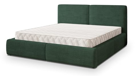 Masseno Polsterbett FELURO P 120x200 cm, Doppelbett, Bettkasten, Stauraum, Lattenrost Und Kopfteil - Grün, POSO 14