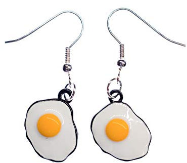 Miniblings Spiegelei Ohrringe Hänger Metall Eier Frühstück Ei Breakfast Essen - Handmade Modeschmuck I Ohrhänger Ohrschmuck versilbert