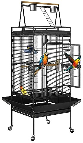 Nova Microdermoabrasión 68 Pulgadas Jaula Grande para pájaros, Parte Superior de Juego, Loro cacatúa, Periquito, Chinchilla, Guacamayo, cacatúa, Jaula con Soporte para Mascotas