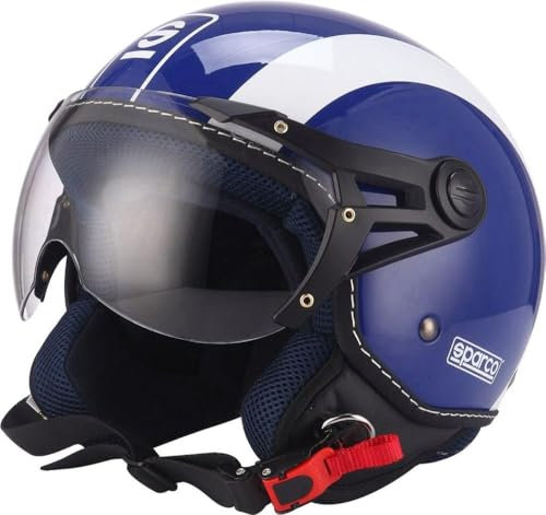 Sparco Riders Demi Jet 8966 Casco Moto, Blu, XS