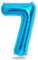 FUNXGO Folien-Ballon 7, Helium-Ballon, Luftballon-Zahl, nachfüllbare Riesen-Ballonzahl, Party-Deko zum 7. Geburtstag, Jubiläum, Hochzeit, blau