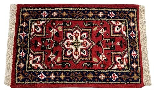 WAWA TEPPICHE Orientteppich Brücke 40X60 cm Handgeknüpft Teppich Fussmatten Debbbich 100% Wolle (ROT)